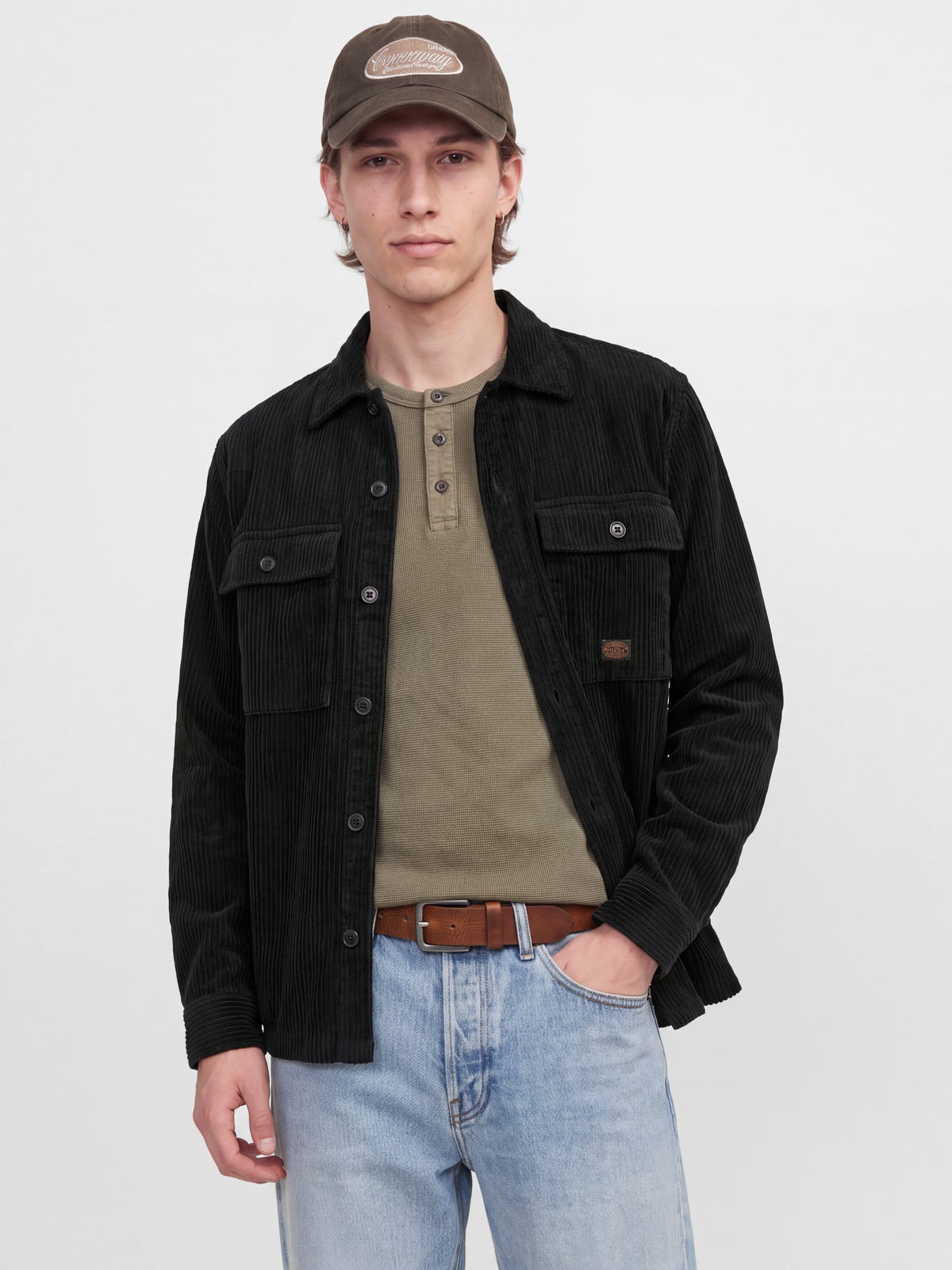 Ανδρικό κοτλέ overshirt Oliver μπλε σκούρο – JACK & JONES