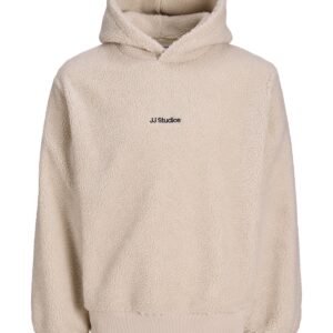 Ανδρικό φούτερ teddy με κουκούλα Soho εκρού – JACK & JONES