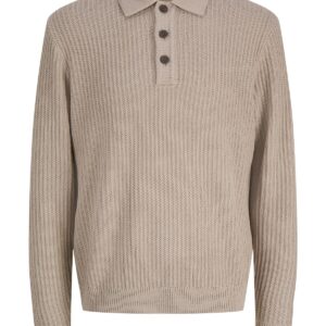 Ανδρική πλεκτή πόλο μπλούζα Sage μπεζ – JACK & JONES