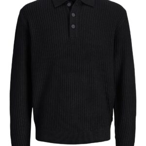 Ανδρική πλεκτή πόλο μπλούζα Sage μαύρη – JACK & JONES