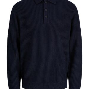 Ανδρική πλεκτή πόλο μπλούζα Sage μπλε σκούρο – JACK & JONES