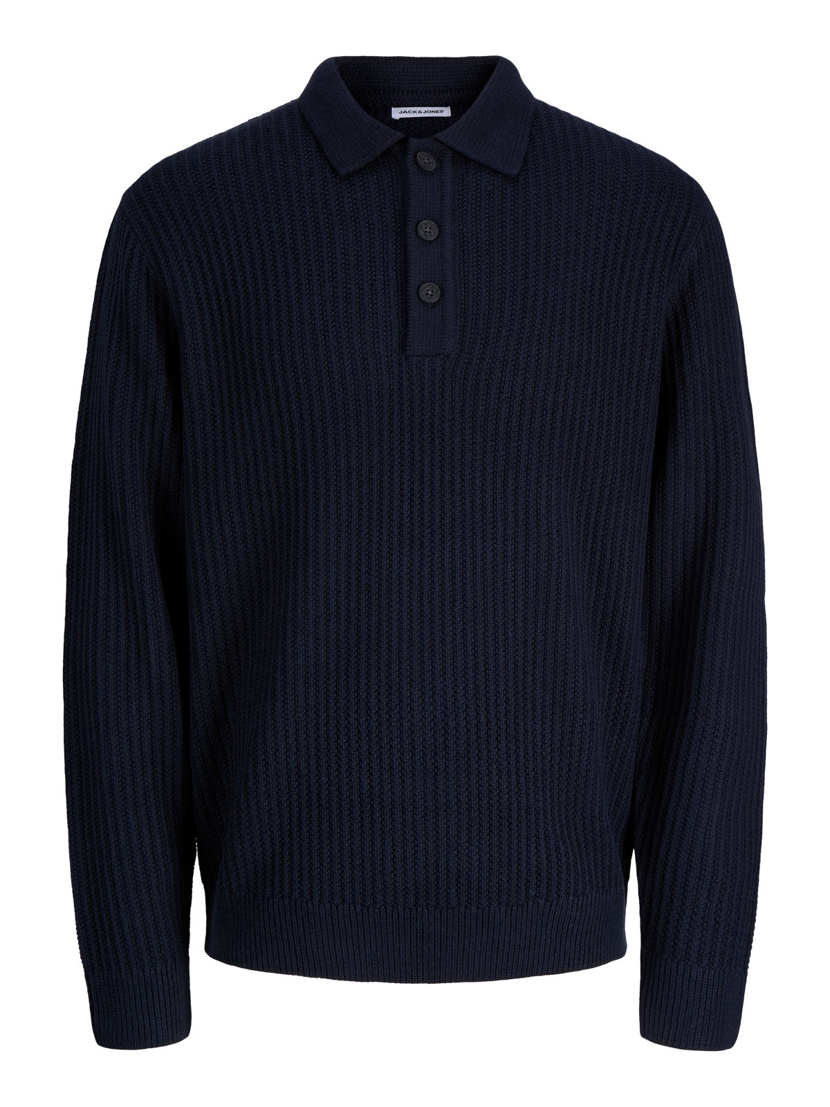 Ανδρική πλεκτή πόλο μπλούζα Sage μπλε σκούρο – JACK & JONES