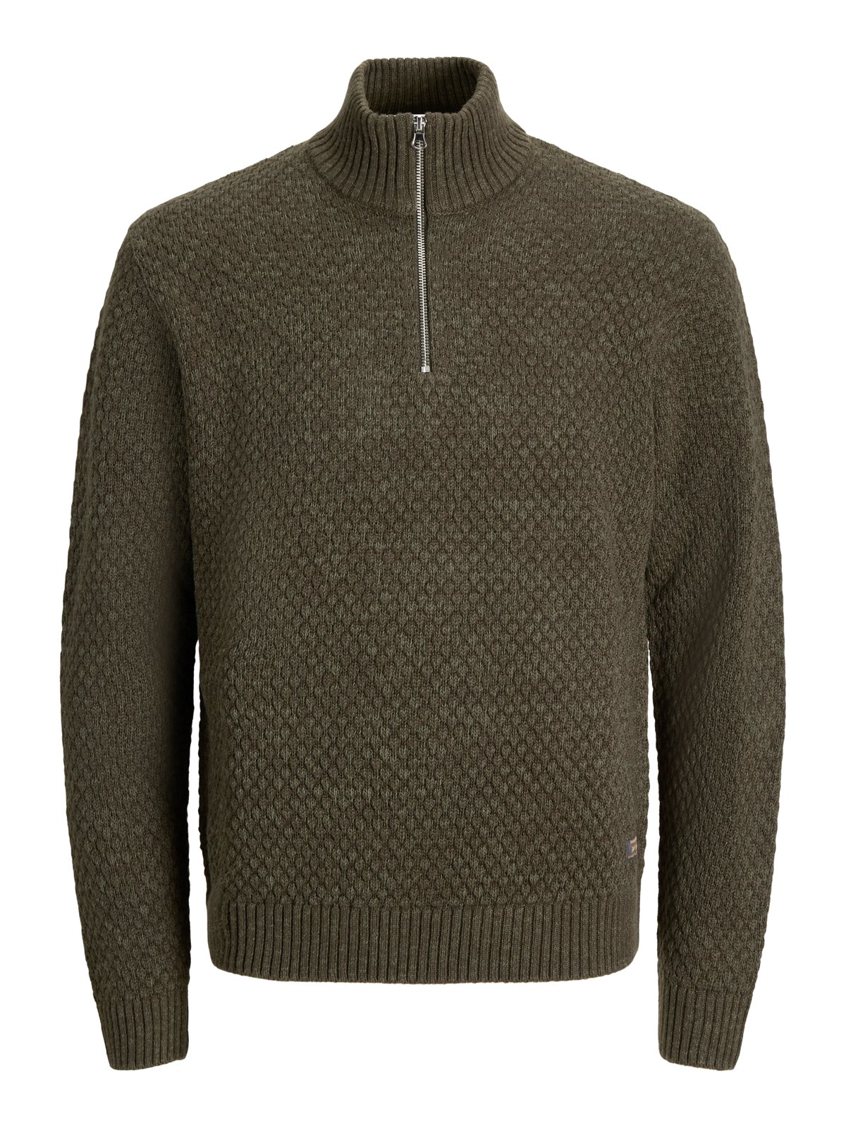 Ανδρικό πλεκτό πουλόβερ Blake με φερμουάρ λαδί – JACK & JONES