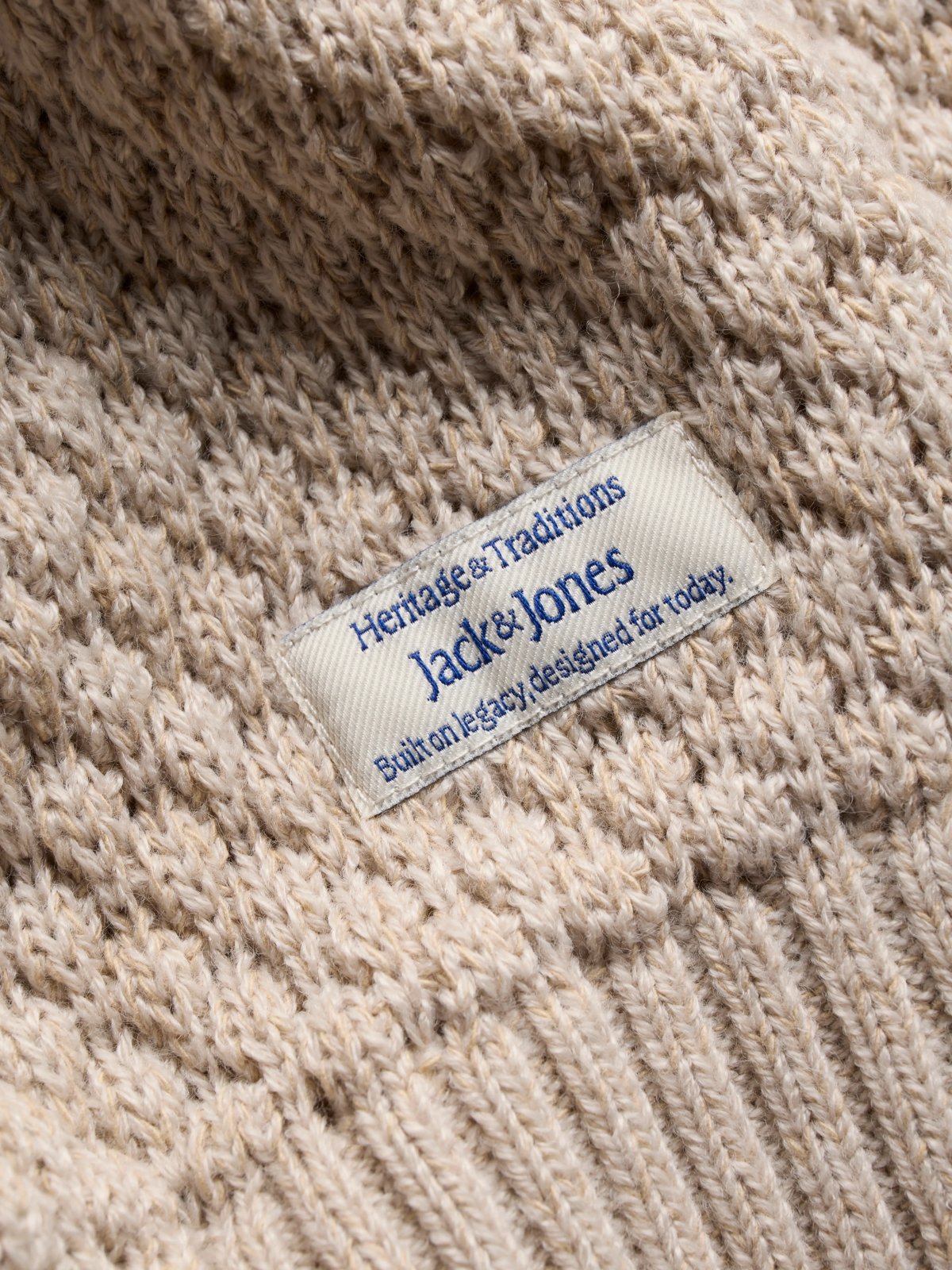 Ανδρικό πλεκτό πουλόβερ Blake με φερμουάρ μπεζ – JACK & JONES